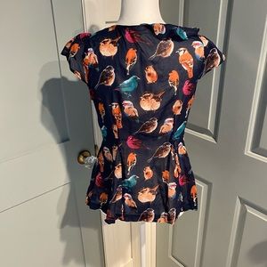 Anthropologie Meadow Rue top 6 - navy birds